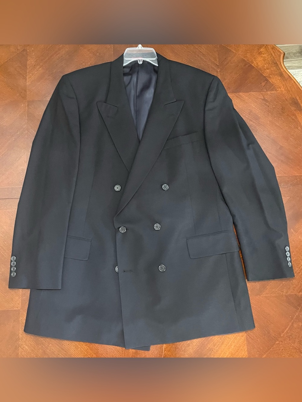 Jos. A. Bank 46L Double-Breasted Black Suit Jacket